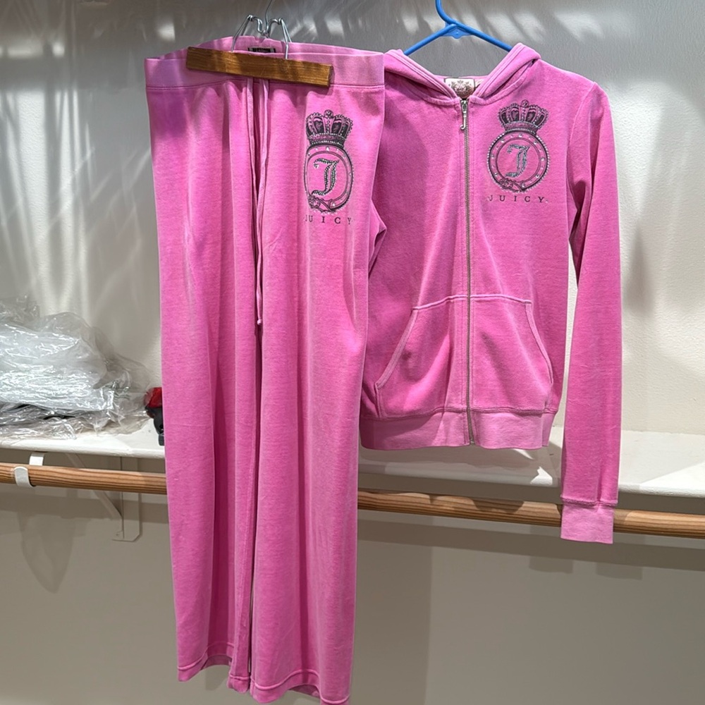 Y2k Juicy Couture Velour Tracksuit Hoodie Sz M Pants Sz S